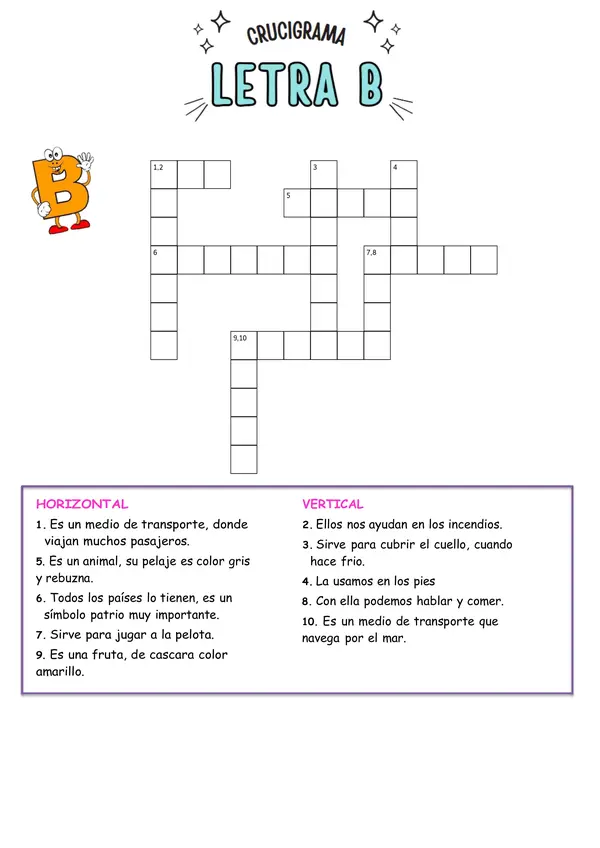 crucigrama letra B