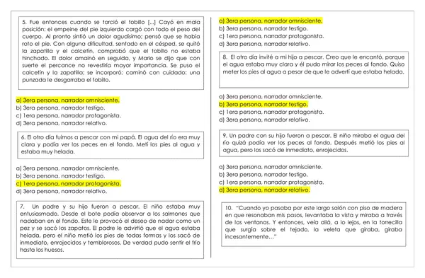 Guía de trabajo - Tipos de narradores - 7° 