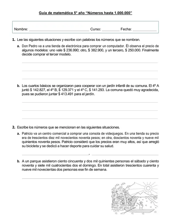 Guía 5°año "Números hasta 1 000 000"