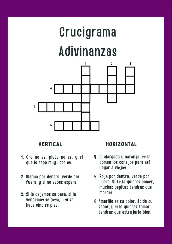Crucigrama Adivinanzas