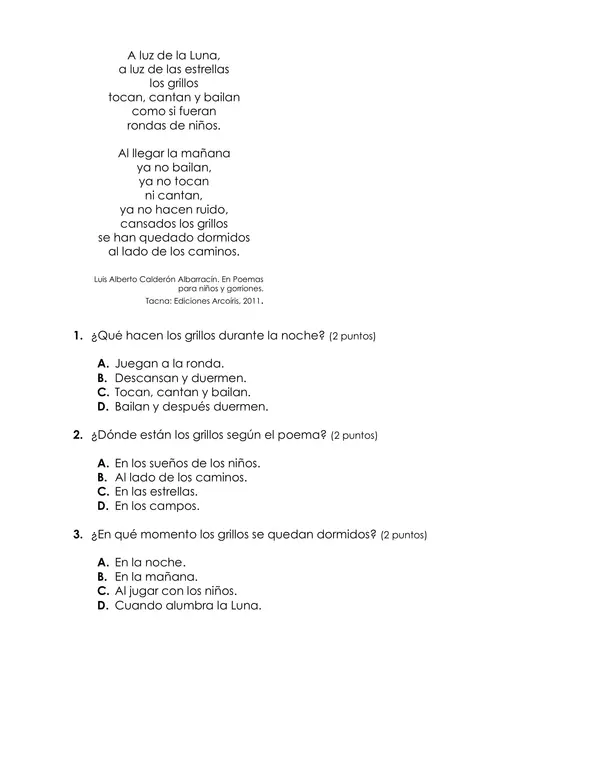 Evaluación de lenguaje "comprensión de lectura"