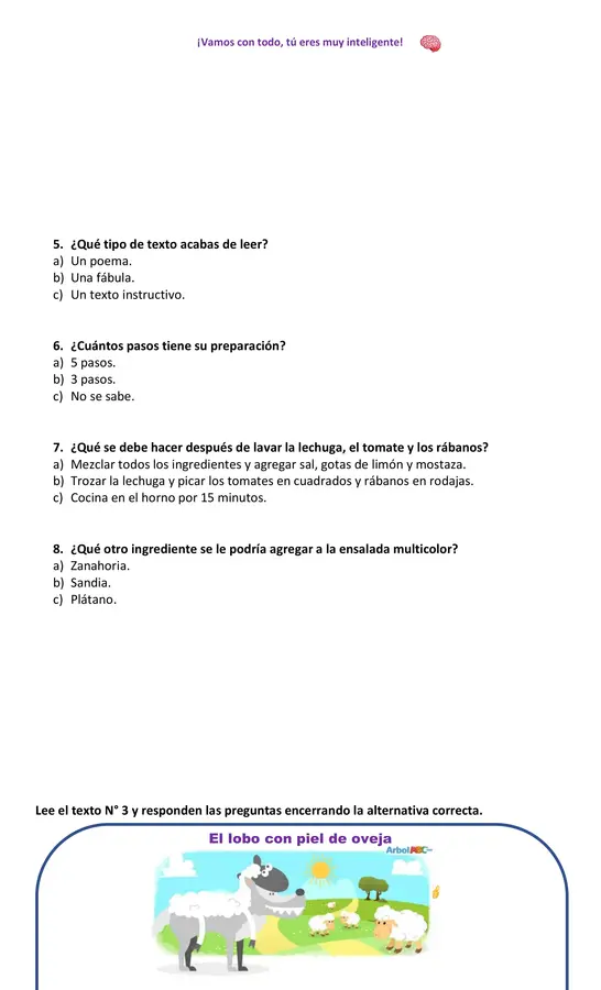 Prueba de Lenguaje 2° básico