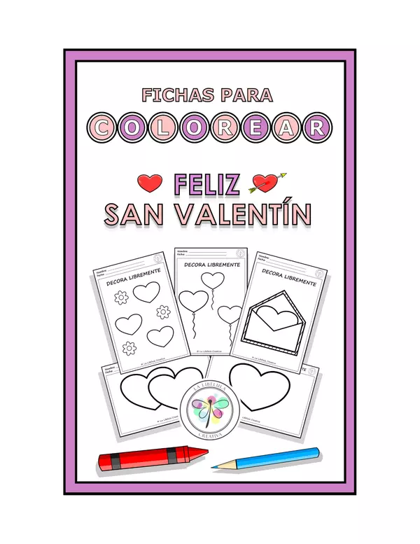 Fichas para colorear San Valentín Craft