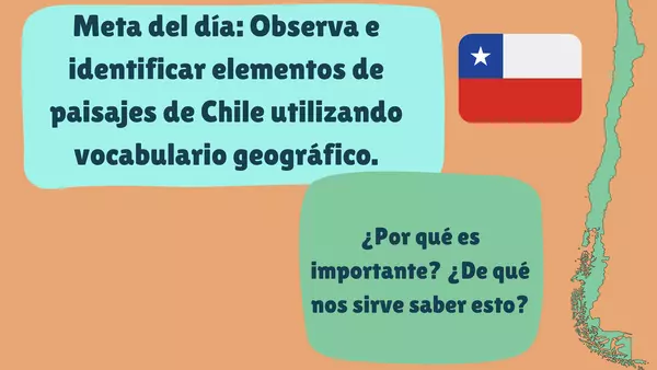 1° Basico: Observa e identificar elementos de paisajes de Chile utilizando vocabulario geográfico.
