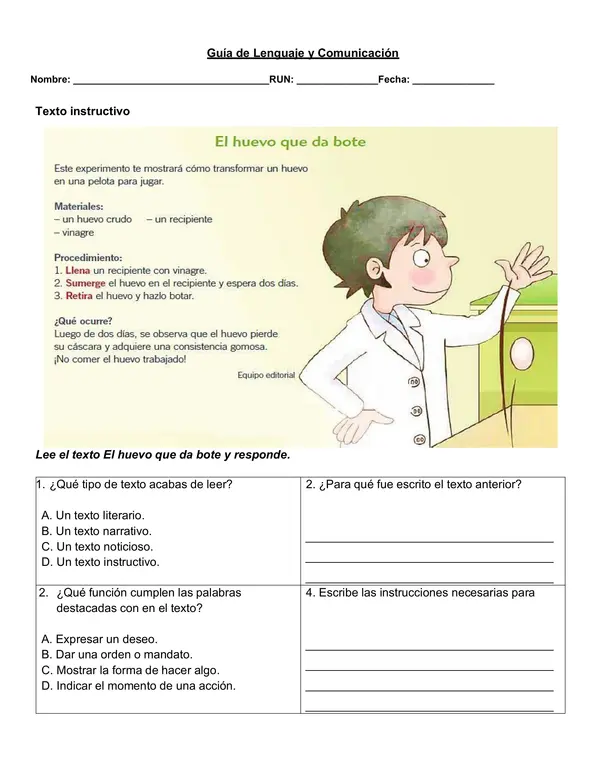 Guías Textos Instructivos 3° -4° años.