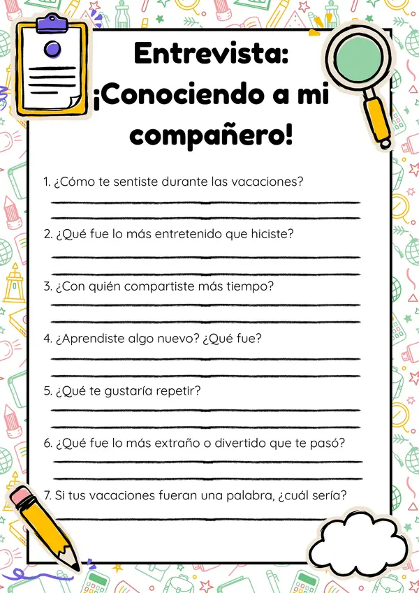 Actividad Periodista Escolar: Entrevista entre compañeros (a color y en blanco y negro)