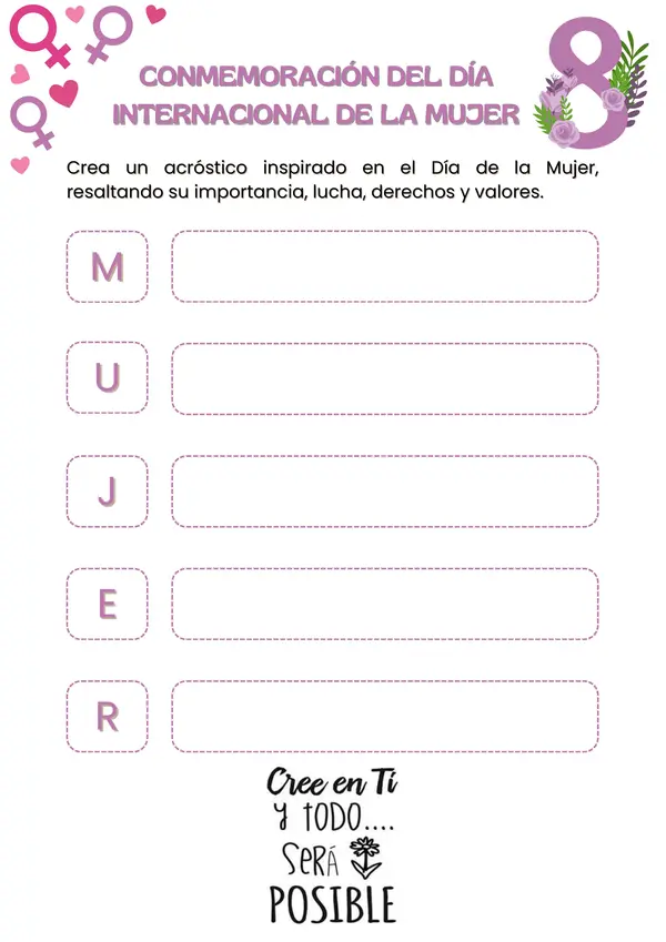 Acróstico – Día Internacional de la Mujer 🌸