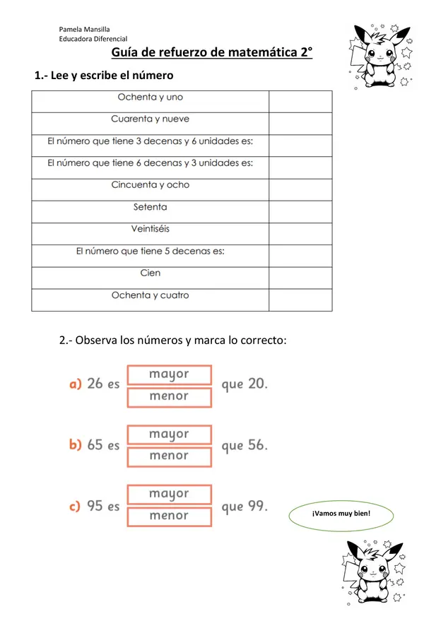 Guía de refuerzo de matemática