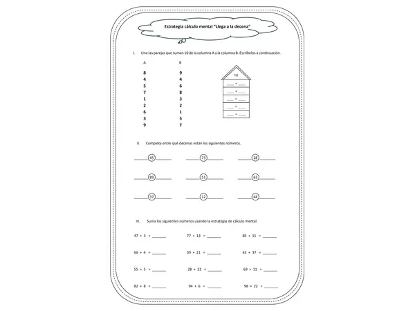 Llega a la decena (cálculo mental)
