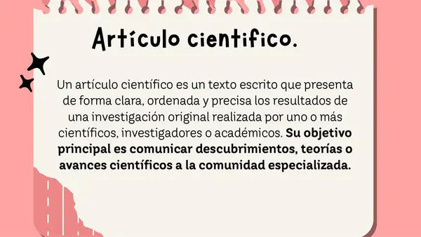 EL artículo cientifico- electivo de 4 medio.