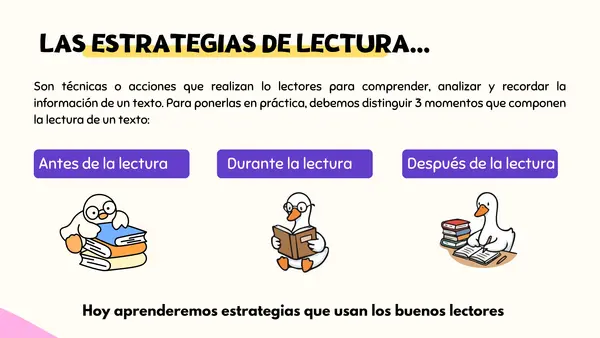 Clase: Estrategias de Comprensión Lectora (Antes, Durante y Después de la lectura)