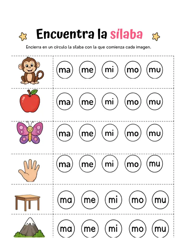 Encuentra la sílaba 