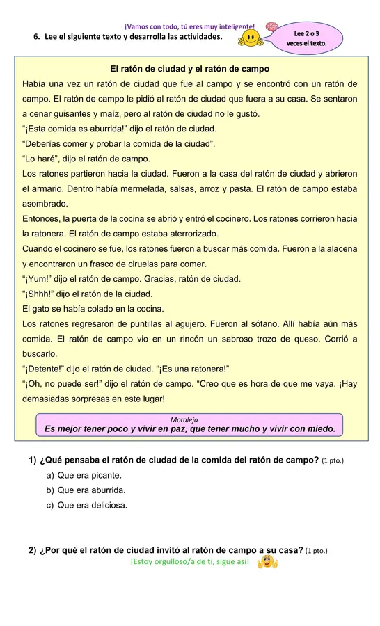 Prueba de Lenguaje y Comunicación Unidad 3, Segundo básico.