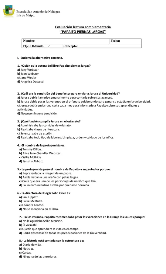 Prueba del libro Papaito piernas largas.