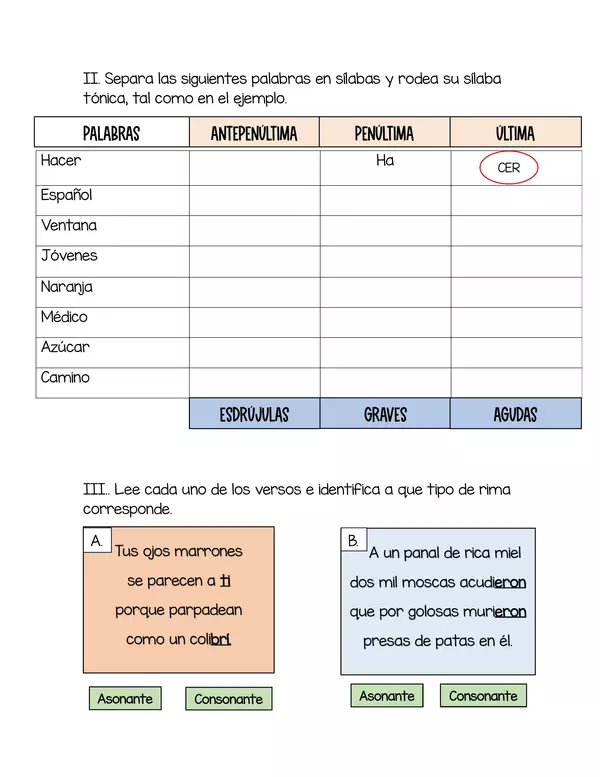 Poemas y reglas de acentuación