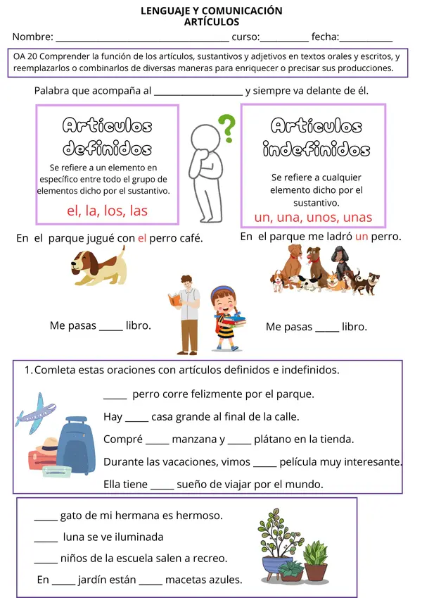 Artículos definidos e indefinidos