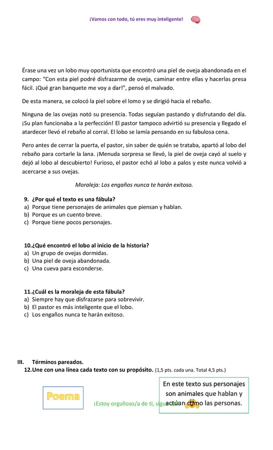 Prueba de Lenguaje 2° básico