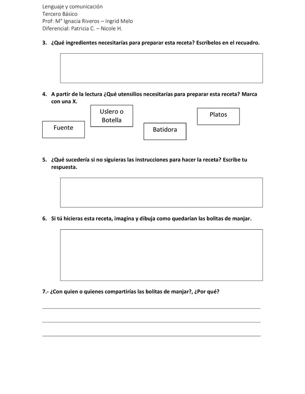 Guía: texto informativo (receta)