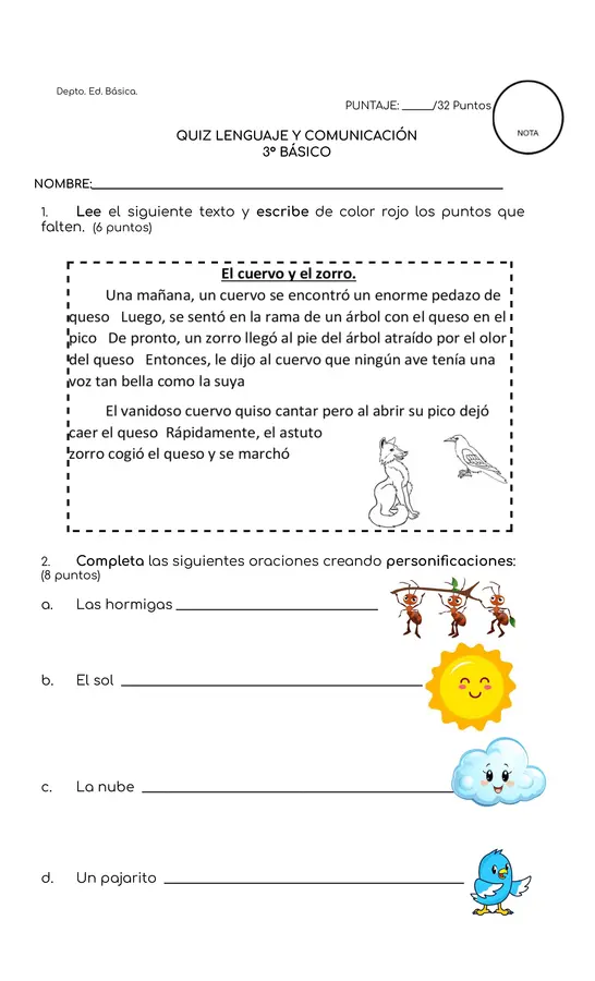 Quiz figuras literarias y uso de puntos.