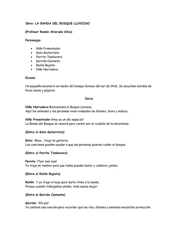🎭🌿 “LA BANDA DEL BOSQUE LLUVIOSO” 🌿🎭