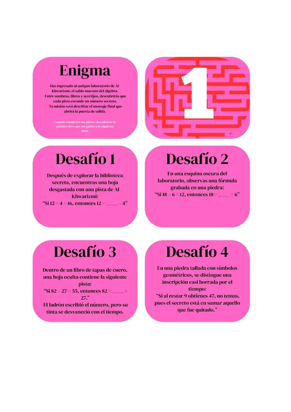 Escape room de ecuaciones de un paso