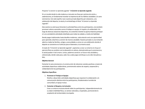 Proyecto a convivir se aprende jugando