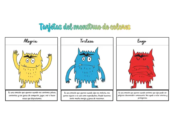 Mis tarjetas de emociones- El Monstruo de Colores