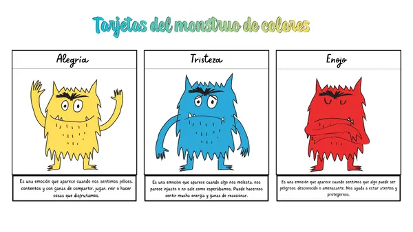 Mis tarjetas de emociones- El Monstruo de Colores