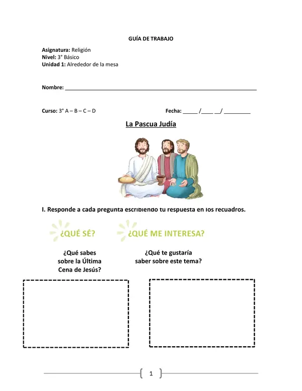 Ficha activación de saberes Pascua Judía