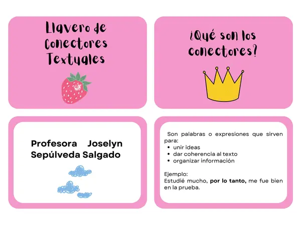 Llavero de Conectores Textuales — Recurso imprimible para fortalecer la coherencia en la escritura