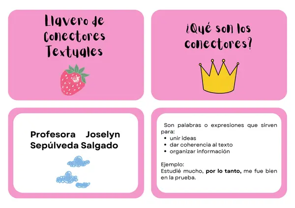 Llavero de Conectores Textuales — Recurso imprimible para fortalecer la coherencia en la escritura