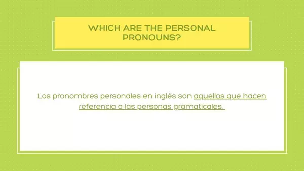 Personal pronouns and verb to be