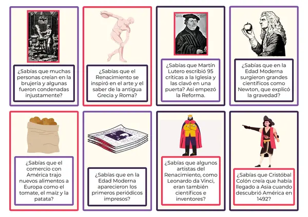 Tarjetas Curiosidades de la Edad Moderna