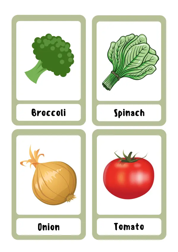 English & Spanish Flashcards Las verduras