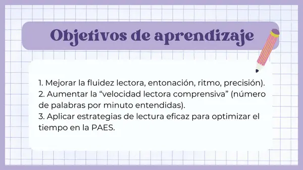PPT para trabajar velocidad y fluidez lectora en contexto PAES CL