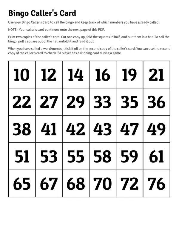 Bingos números hasta el 100 + ppt
