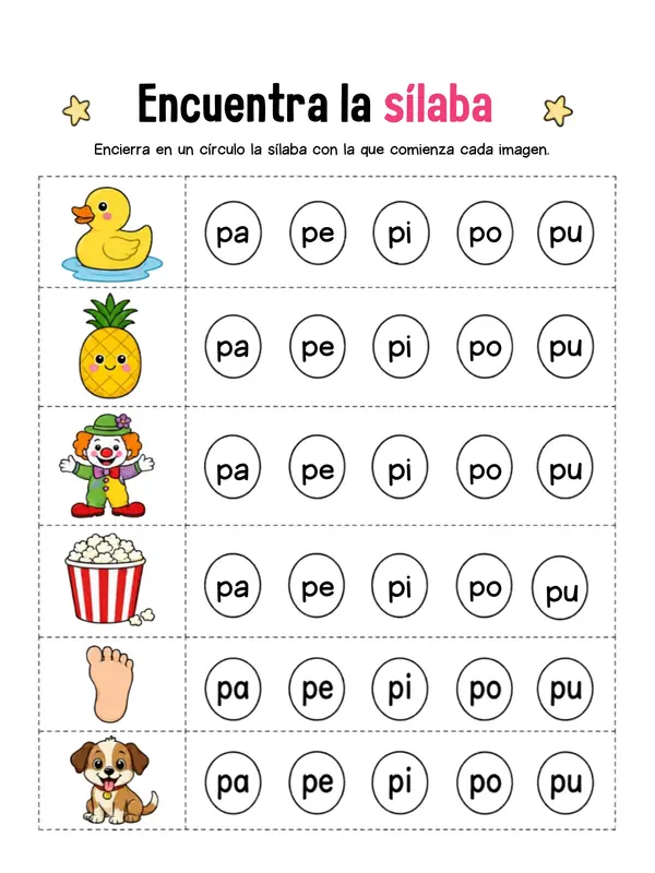 Encuentra la sílaba 