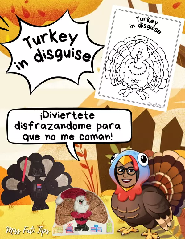 Turkey in disguise. Disfraza al pavo. Thanksgiving day craft.
