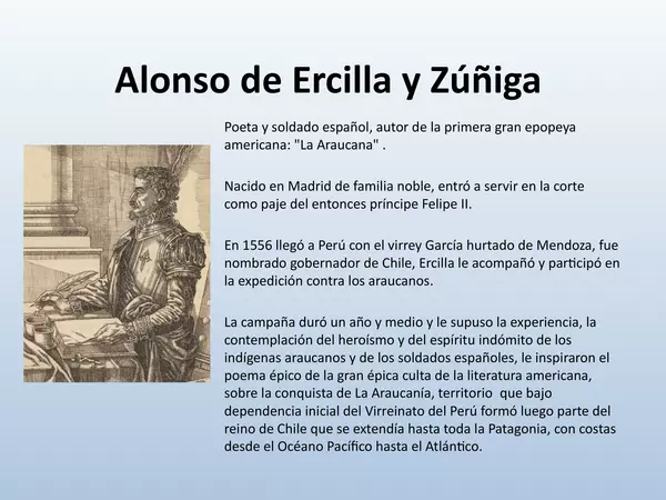 Presentacion Alonso de ercilla, Octavo Basico, Lenguaje