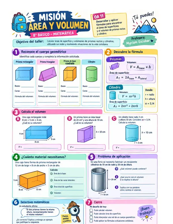 Áreas y Volumenes de prismas y cilindros
