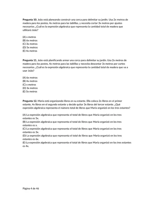 Lista de 50 problemas de expresiones algebraícas con solucionario
