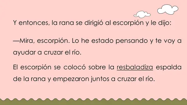 comprensión de lectura El escorpión y la rana