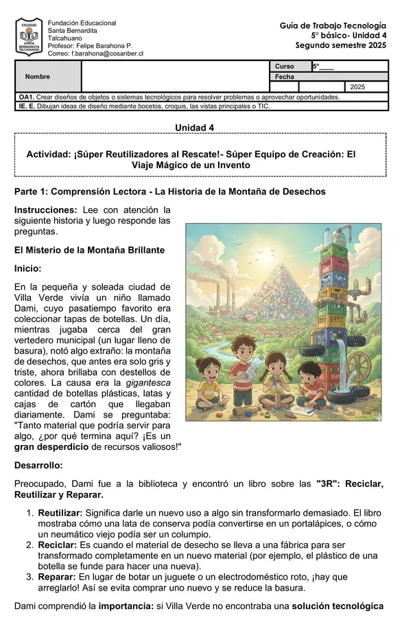 Guía de Trabajo Tecnología  5° básico- Unidad 4