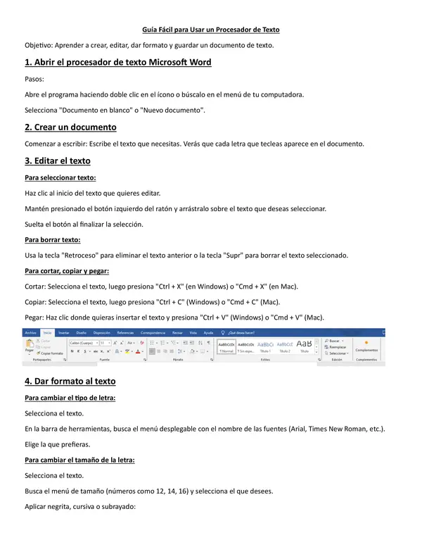 uso de editor de texto "word"