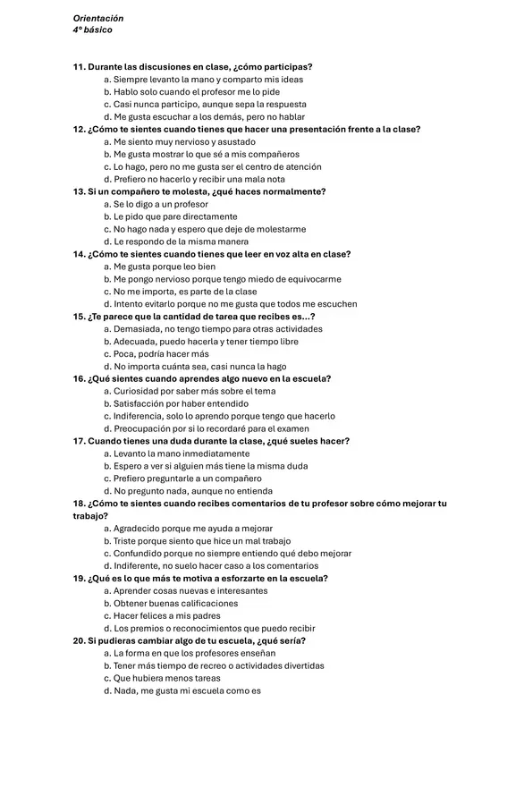 Encuesta sobre ambiente escolar y bienestar estudiantil 