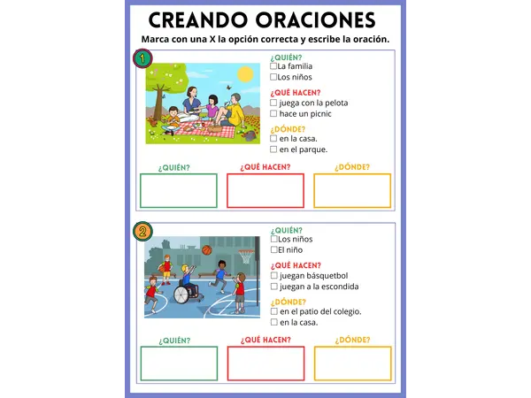 Crear oraciones simples