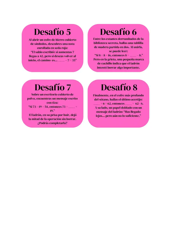 Escape room de ecuaciones de un paso