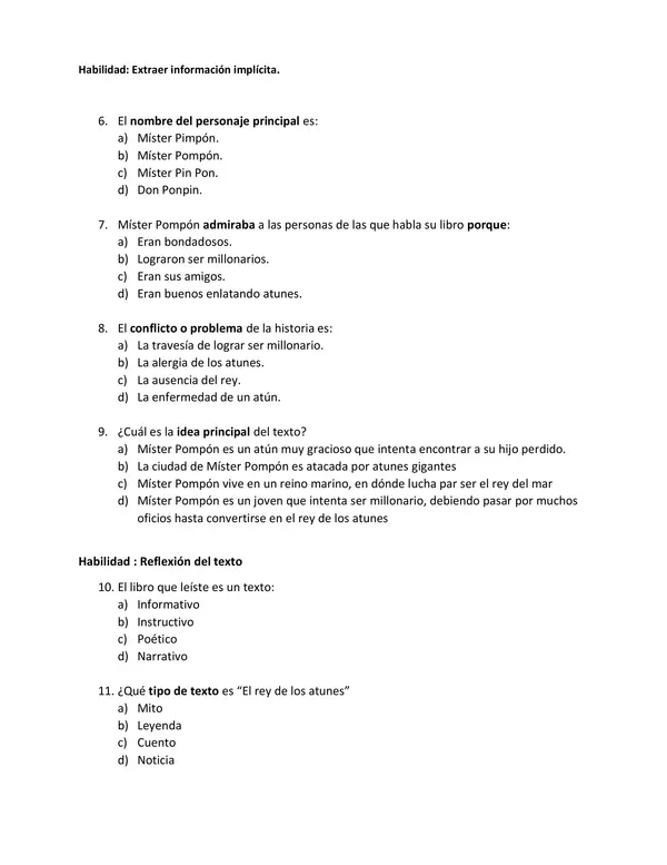 Evaluación "El rey de los atunes"