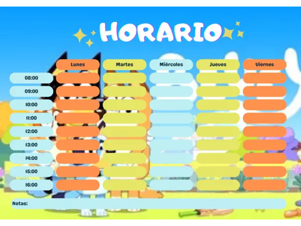 Horario escolar bluey