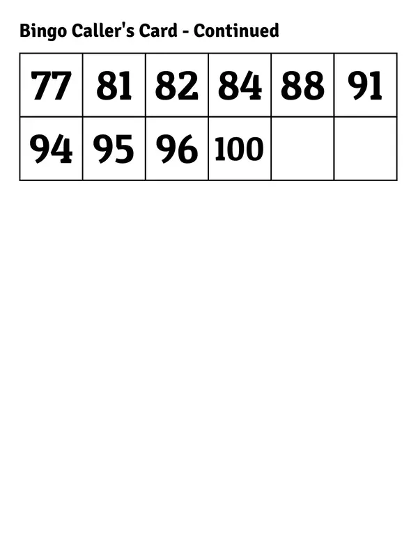 Bingos números hasta el 100 + ppt